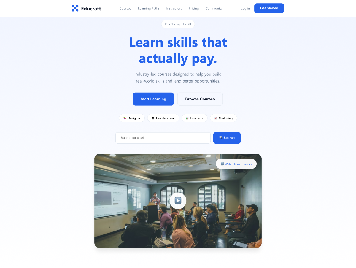 Educraft hero screen